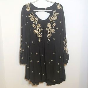 Free People black & white embroidery L/S minidress